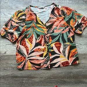 Sonoma Pink and Orange Graphic Button Down Shirt